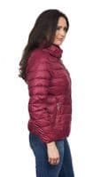 Womens Wine Feather Down Padded Hooded Winter Jacket db725
